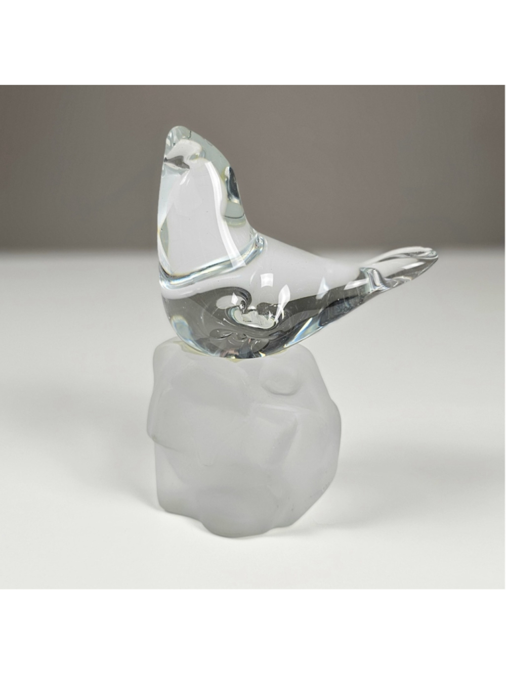 Vintage Clear Crystal Seal Figurine on Frosted Iceberg Base 5" Ice Block Pup